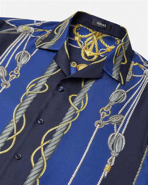 versace gingham dress shirt|Versace nautical shirt.